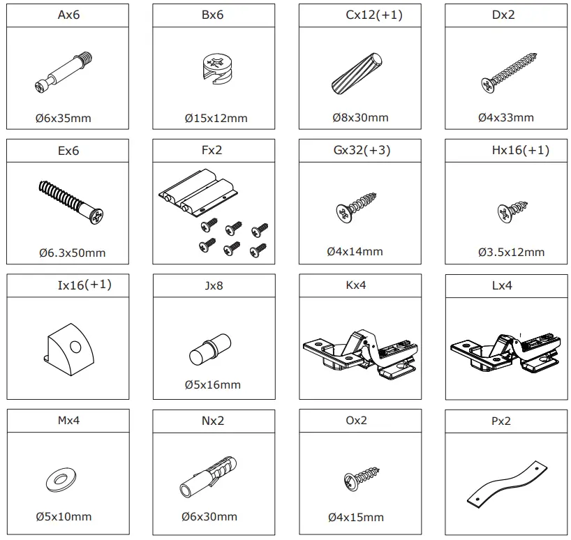 FUFU GAGA Sideboard 4-Door Buffet Cabinet - fig 1