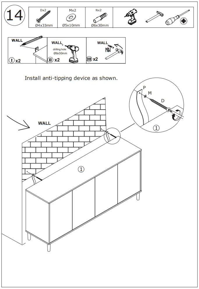 FUFU GAGA Sideboard 4-Door Buffet Cabinet - fig 11