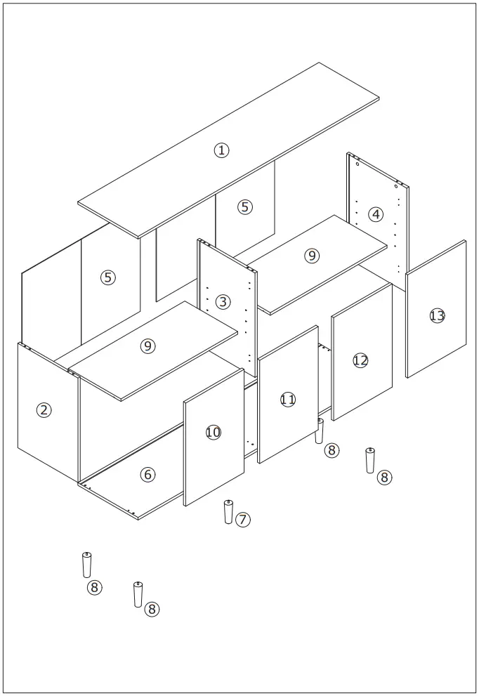 FUFU GAGA Sideboard 4-Door Buffet Cabinet - fig 2