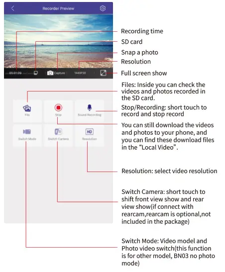 AZDOME BN03 QuadHD Wifi GPS Dashcam -vedio mode