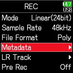 Recorded Tack Settings
