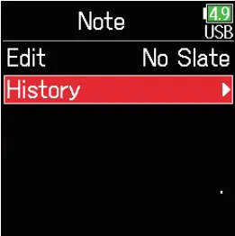 Selecting notes from the history list