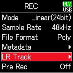 Setting LR Track