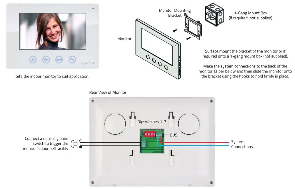 Aperta APMON Colour Video Door Entry Monitor - Installation