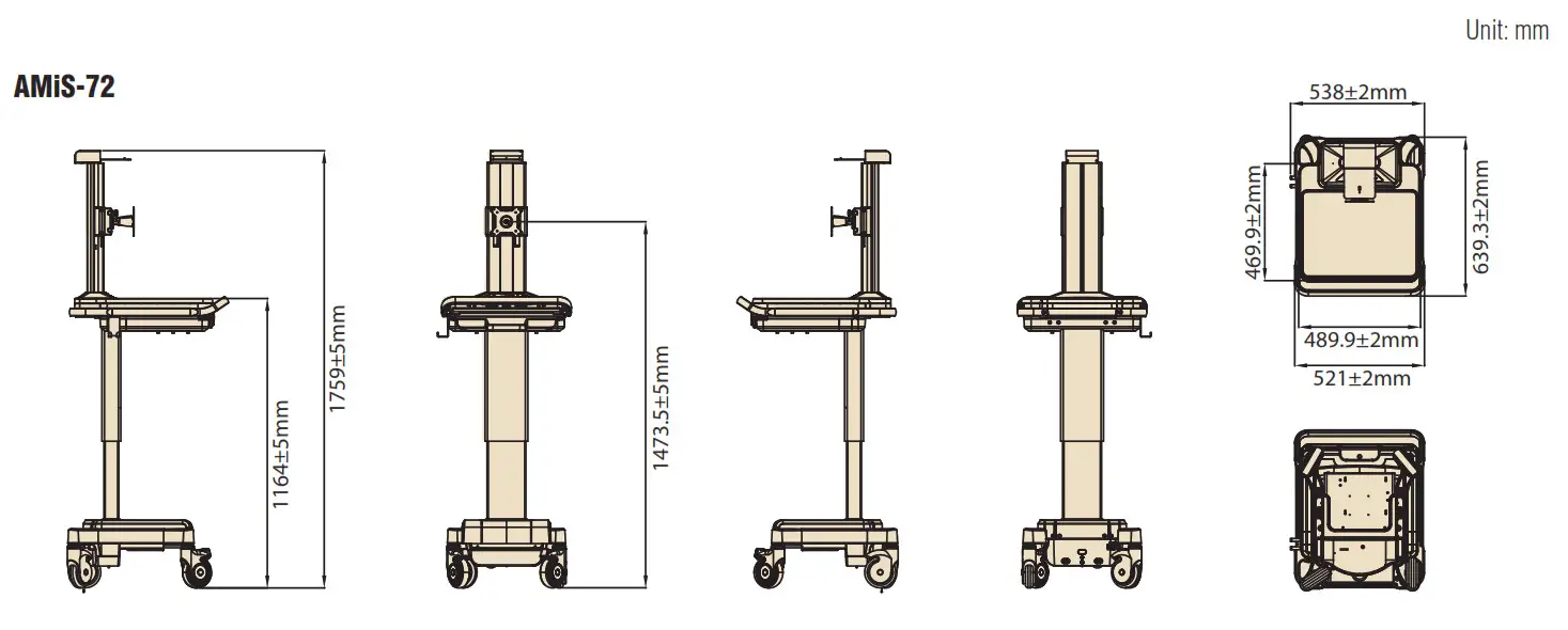 TeleHealth Cart - Base cart Dimensions