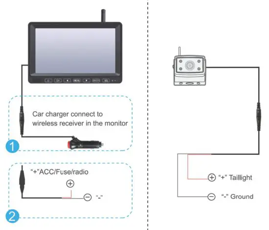Shenzhen Sunveytech SWD VK-TB703 607 Wireless Backup Camera - connection method