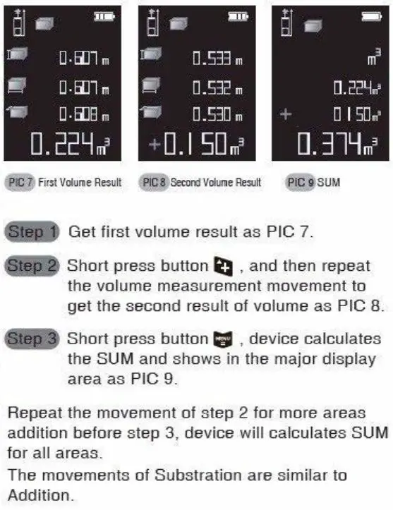 Digilog Electronics Hand held Laser Distance Meter - Volume Addition and Substration