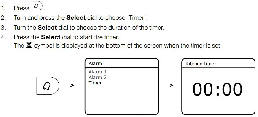 PURE Evoke H4 Portable FM Radio with Bluetooth User Manual - Setting the kitchen timer