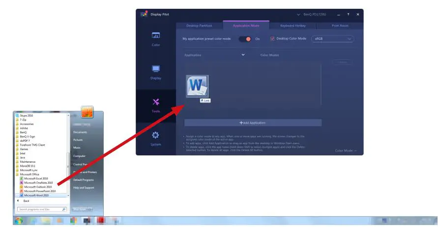 BenQ Display Pilot - Application Mode 1