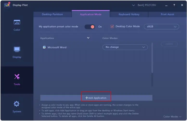 BenQ Display Pilot - Application Mode 2