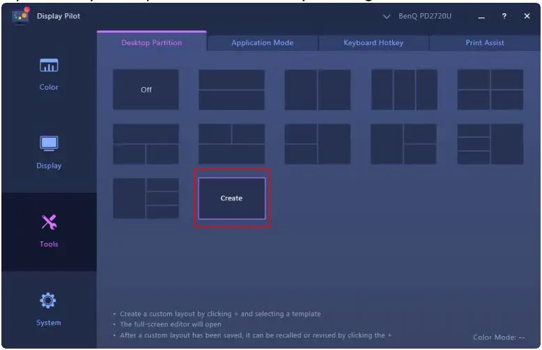 BenQ Display Pilot - Creating a window layout 1