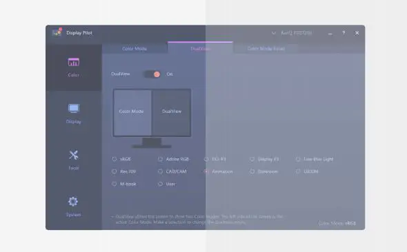 BenQ Display Pilot - Working with two color modes simultaneously