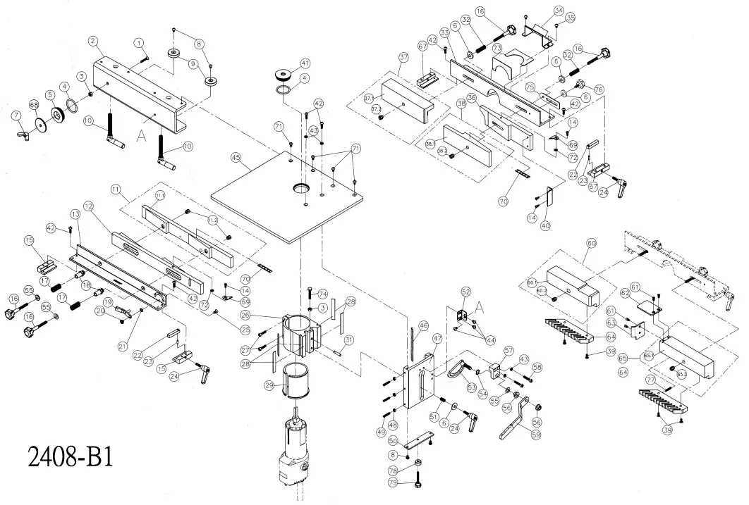 ujk 103570 Otoro Palm Router Table - EXPLODED DIAGRAM