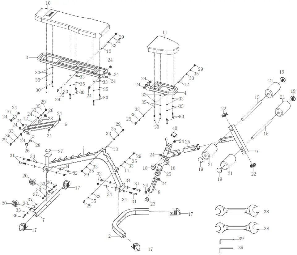 SUNNY HEALTH FITNESS SF-BH6920 Fully Adjustable Utility Weight Bench - Fig