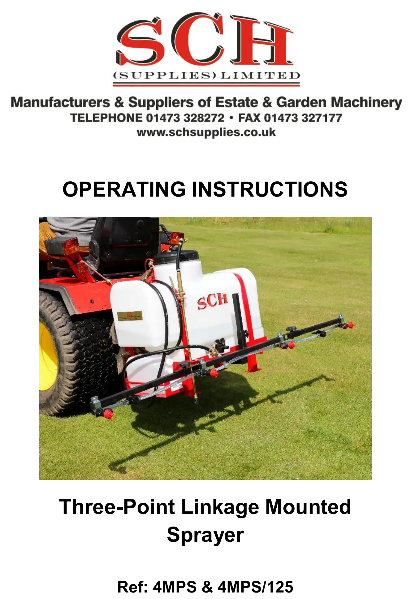 SCH 4MPS Three-Point Linkage Mounted Sprayer 125L User Guide