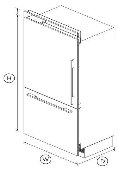 Fisher Paykel RS36W80LJ1N Integrated Refrigerator Freezer - DIMENSIONS