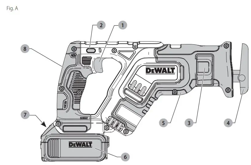 DEWALT DCS367 20V Max Cordless Compact Reciprocating Saw Instruction Manual - Fig A