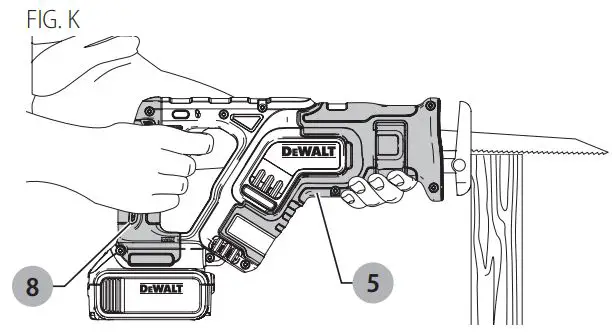 DEWALT DCS367 20V Max Cordless Compact Reciprocating Saw Instruction Manual - Fig K
