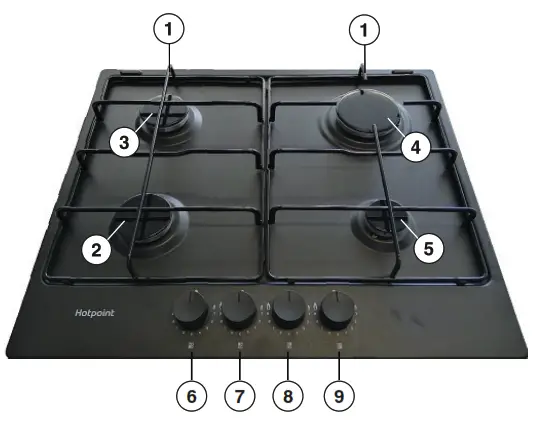 Whirlpool PPH 60P F NB Gas Hob Hotpoint - PRODUCT DESCRIPTION