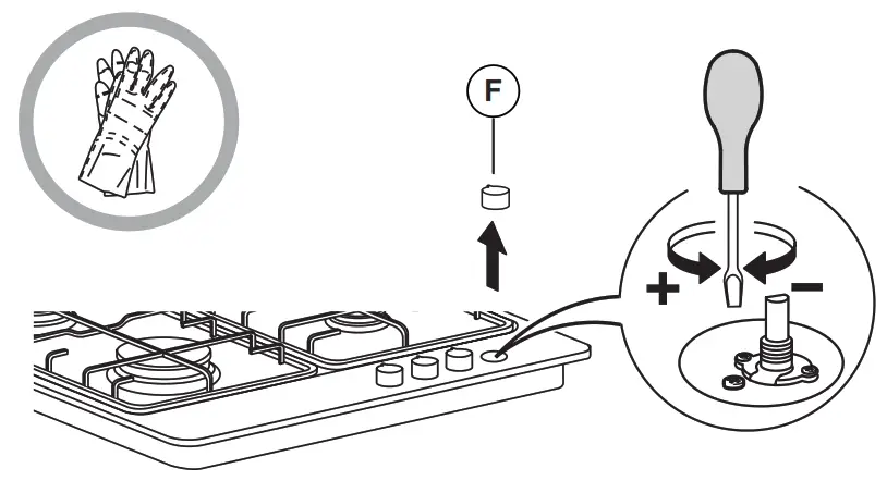 Whirlpool PPH 60P F NB Gas Hob Hotpoint - adjustment