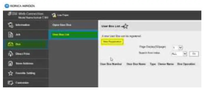 LOFFLER Konica Minolta i-Series User Box Creation and