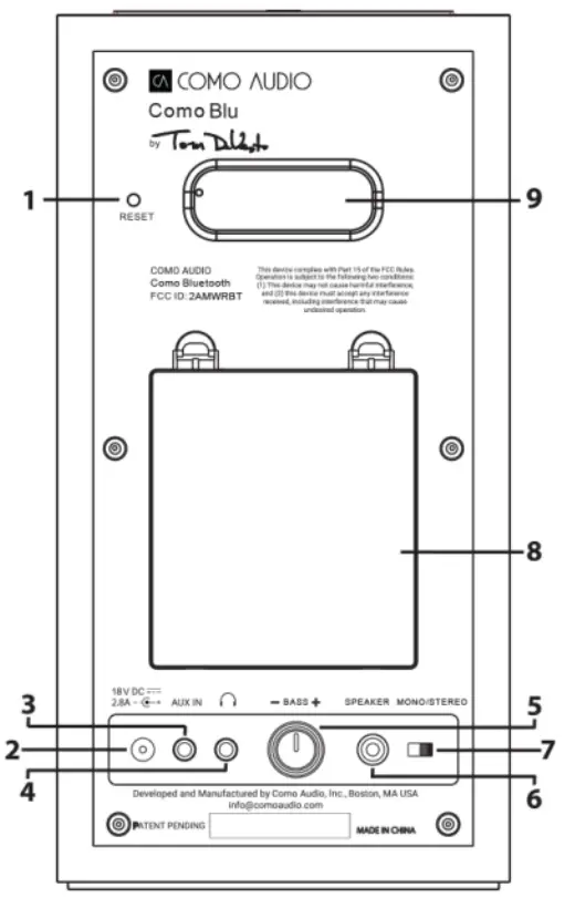 Como Audio Blu Streaming Stereo System Rear Panel