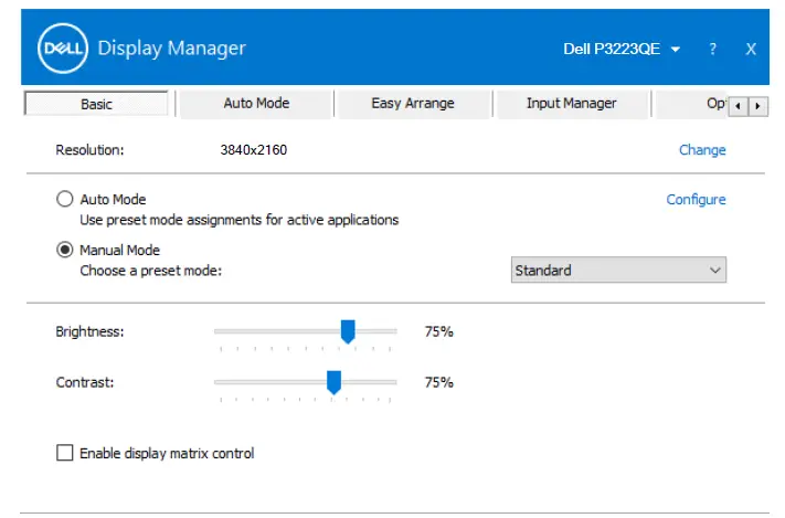 DELL P3223QE Display Manager 4