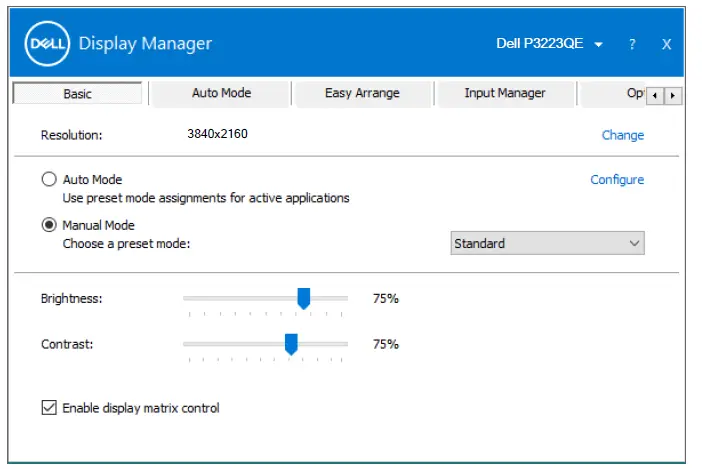 DELL P3223QE Display Manager 5
