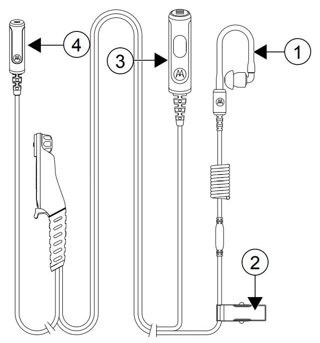 motorola 3-Wire xL Clear Tube Earpiece -