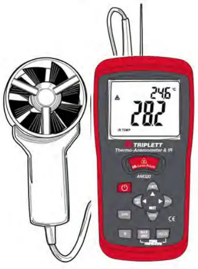TRIPLETT AM320 CFM CMM Thermo Anemometer + InfraRed Thermometer -