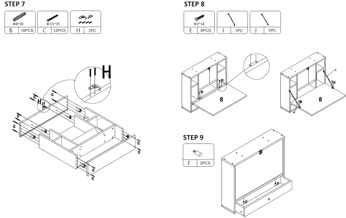 JAXSUNNY HG61Y0994 Wooden Drop Leaf Table with Storage Drawer and Shelves 7
