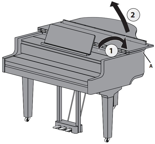 Roland GP 9 Digital Grand Piano - Closing the Top Lid
