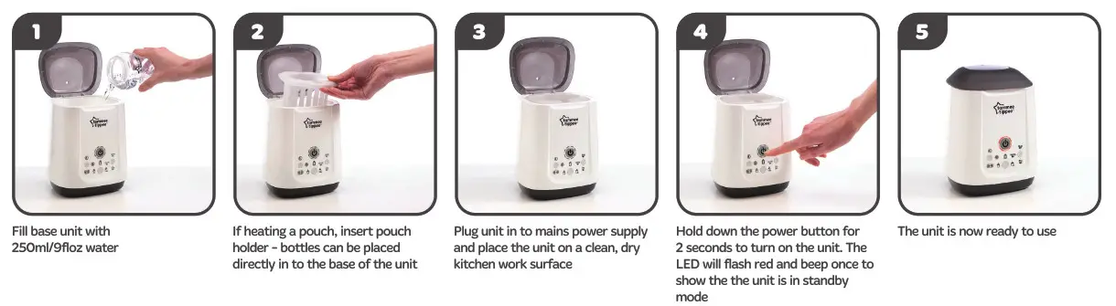 Tommee Tippee express and GO Pouch and Bottle Warmer - Setup