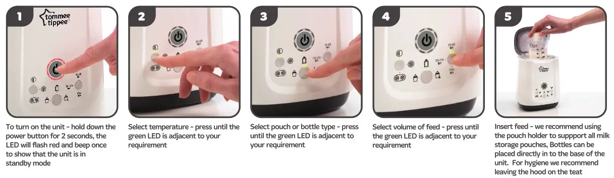 Tommee Tippee express and GO Pouch and Bottle Warmer - Usage