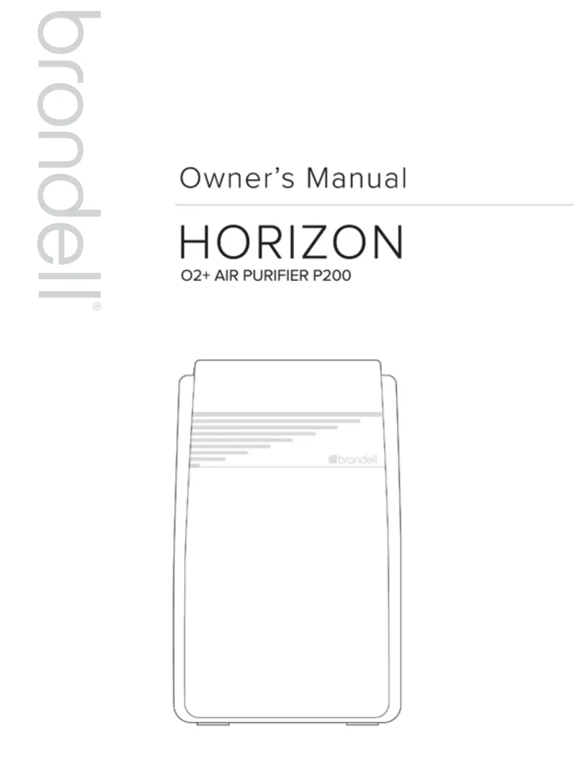 brondell Horizon P200 O2+ Air Purifier Owner's Manual