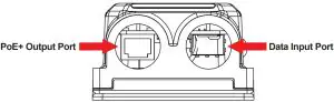 Data Input Port and 802.3at PoE+ Output Port