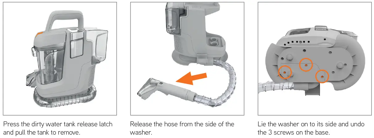 CLEANING AND REMOVING BLOCKAGES IN THE HOSE