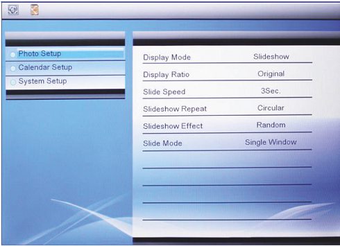 hama 00095267 Digital Photo Frame - The following menu items areavailable