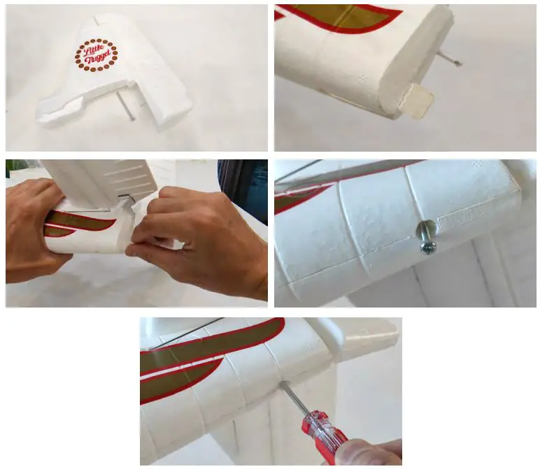 9898000043-0 Hellcat Little Nugget H-Kings 990mm Span Plug and Fly Sports-Scale F6F Hot Rod Instruction Manual - Install the vertical stabilizer onto the horizontal stabilizer