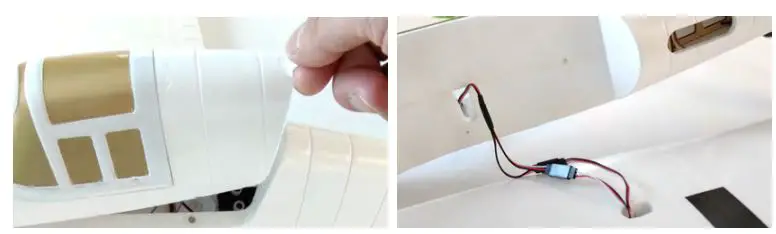 9898000043-0 Hellcat Little Nugget H-Kings 990mm Span Plug and Fly Sports-Scale F6F Hot Rod Instruction Manual - Remove the canopy hatch by pulling the clear plastic tag at the rear