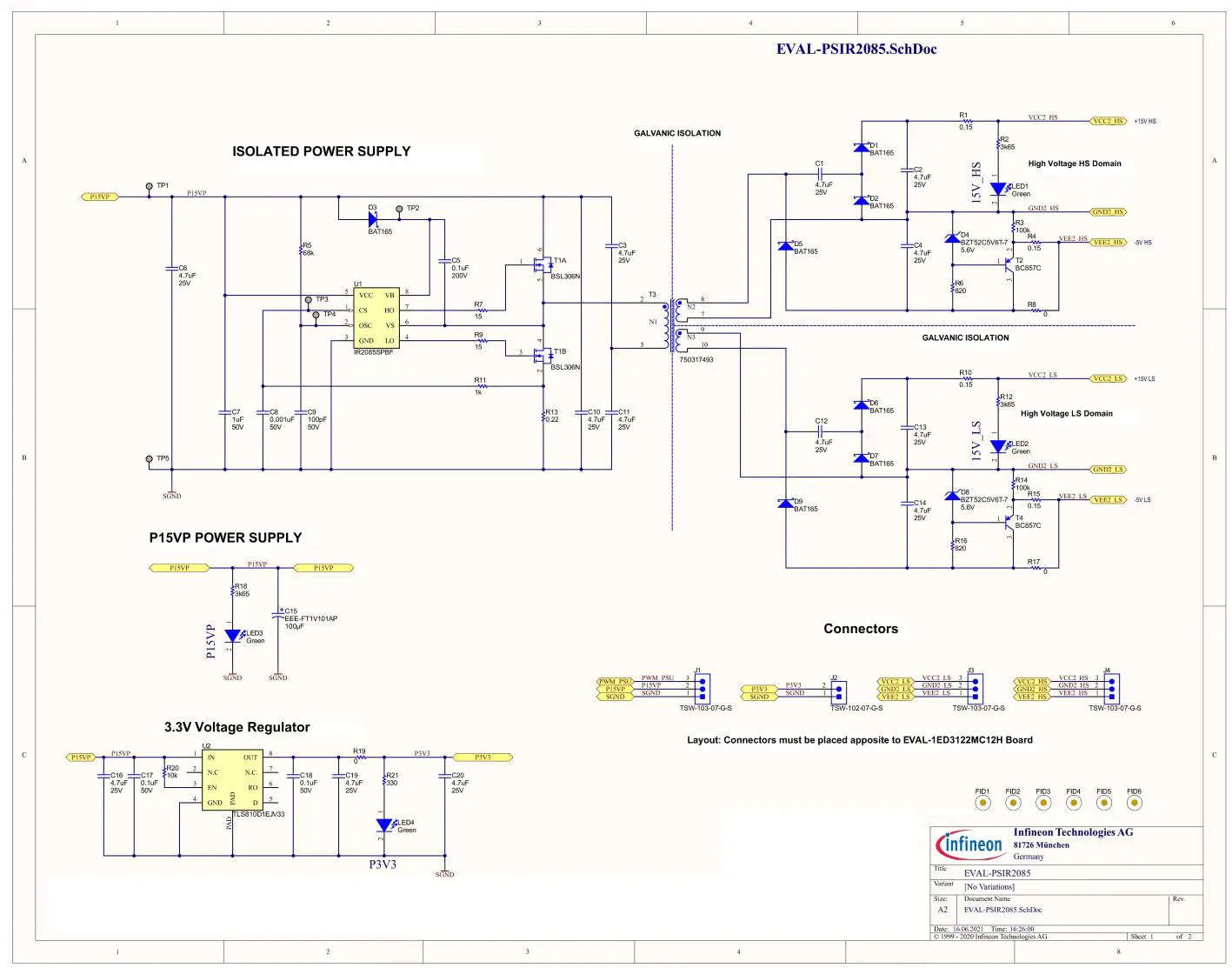 infineon EVAL-PSIR2085 Power Supply Board - Schematics