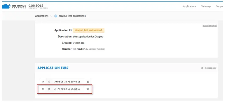 DRAGINO LoRaWAN Water Leak APP EUI