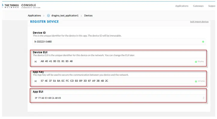 DRAGINO LoRaWAN Water Leak DEV EUI