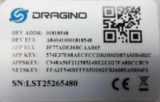DRAGINO LoRaWAN Water Leak device EUI