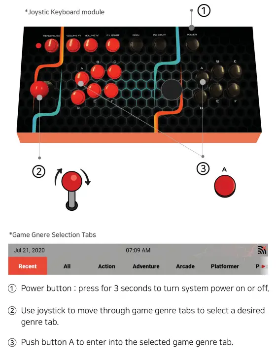iiRCADE IRORO1 Game Console - Operation setting