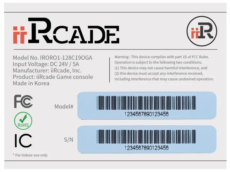 iiRCADE IRORO1 Game Console - bar code