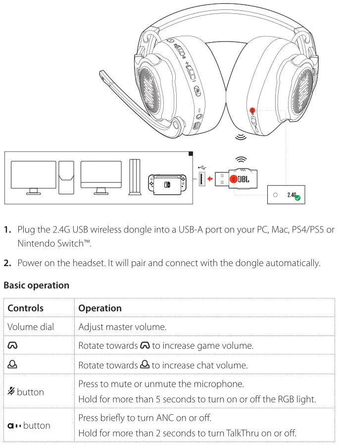 JBL Quantum 810 True Wireless Headphone - With 2.4G wireless connection