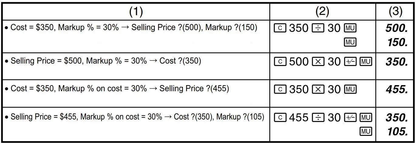 Sharp EL-340W ELECTRONIC CALCULATOR Instruction Manual - MARKUP CALC