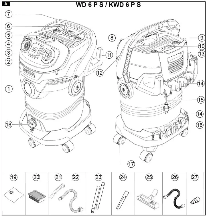 KARCHER WD 5 P S Wet and dry vacuum cleaner User Guide - Fig A