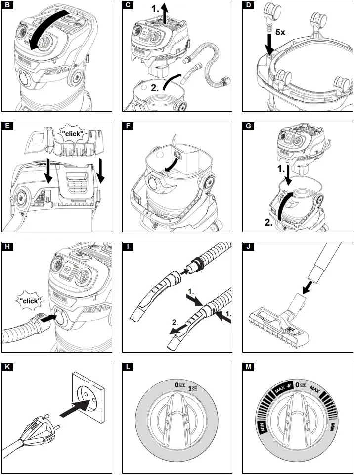 KARCHER WD 5 P S Wet and dry vacuum cleaner User Guide - Fig B to M